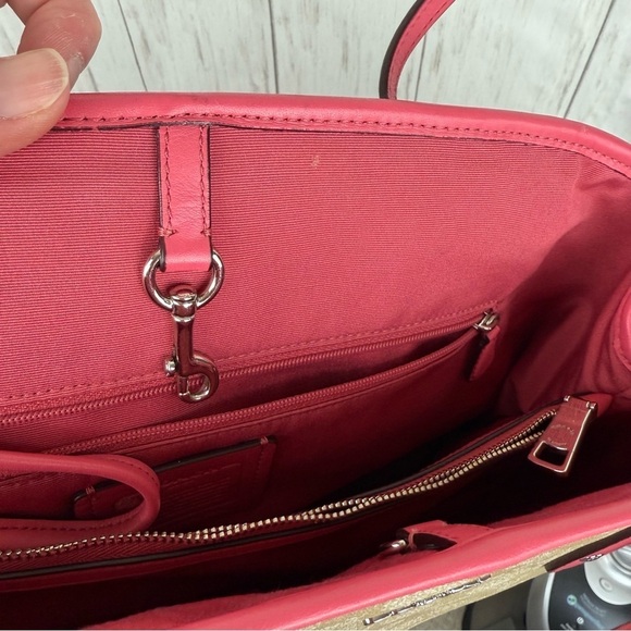 Coach tan logo with salmon pink trim tote bag - Picture 10 of 11